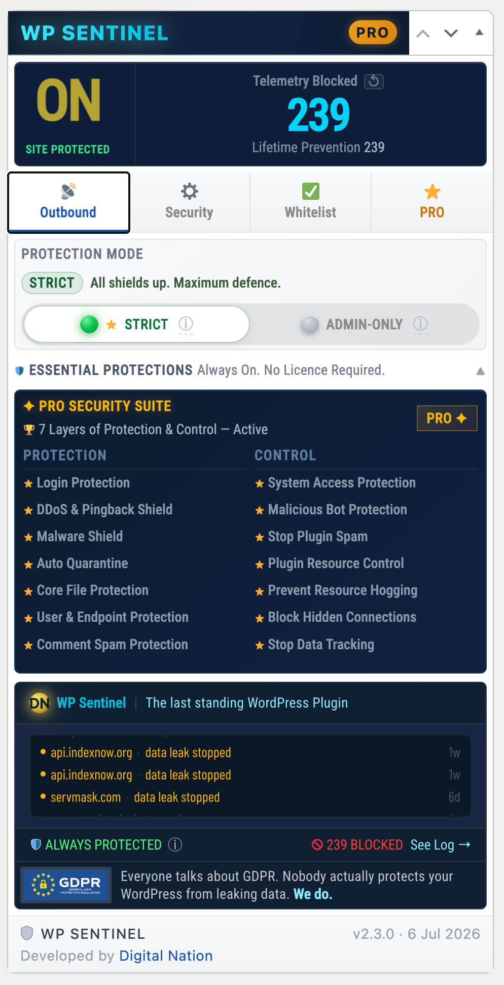 WP Sentinel: Real WordPress Security. No Strings Attached.